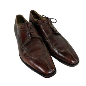 Zelli Chestnut Brown Calfskin Leather Split Toe Oxford Lace Up Dress Shoes 10M